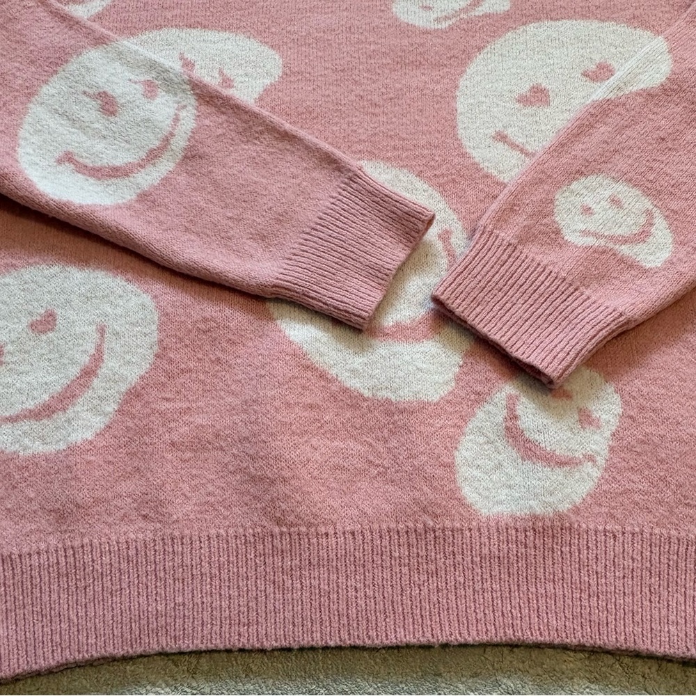 Forever 21 Pink & White Miles of Smiles Knit Pullover Sweater Size Small - Picture 12 of 12